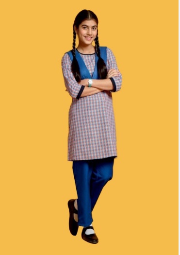 Girls School Checked Salwar Kurti Uniform