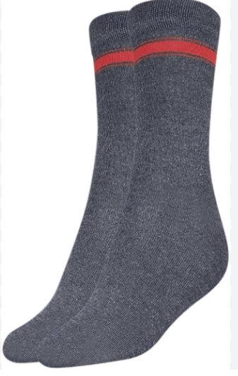 Grey School Uniform Socks with Red Stripe